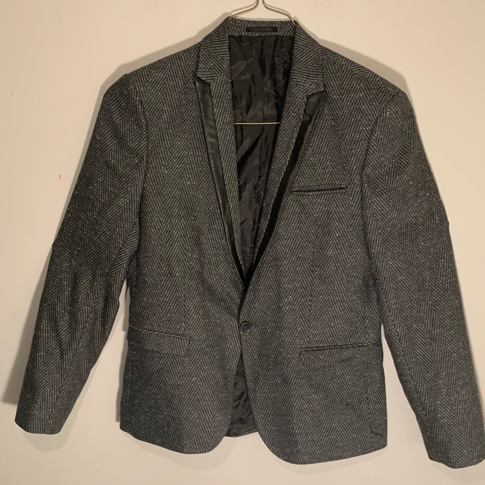ASOS Gray and Black Herringbone Coat